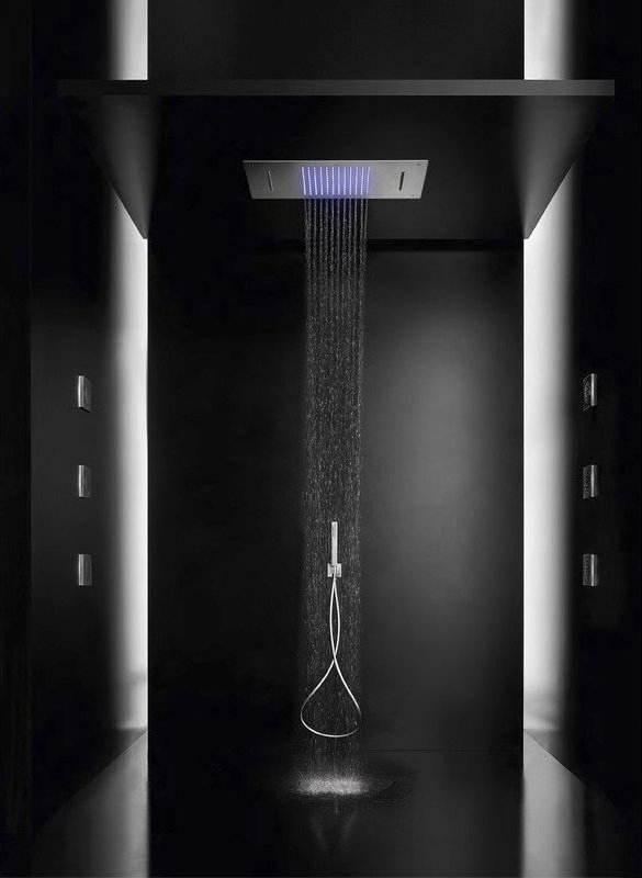 Stainless steel built-In shower head with chromotherapy lighting